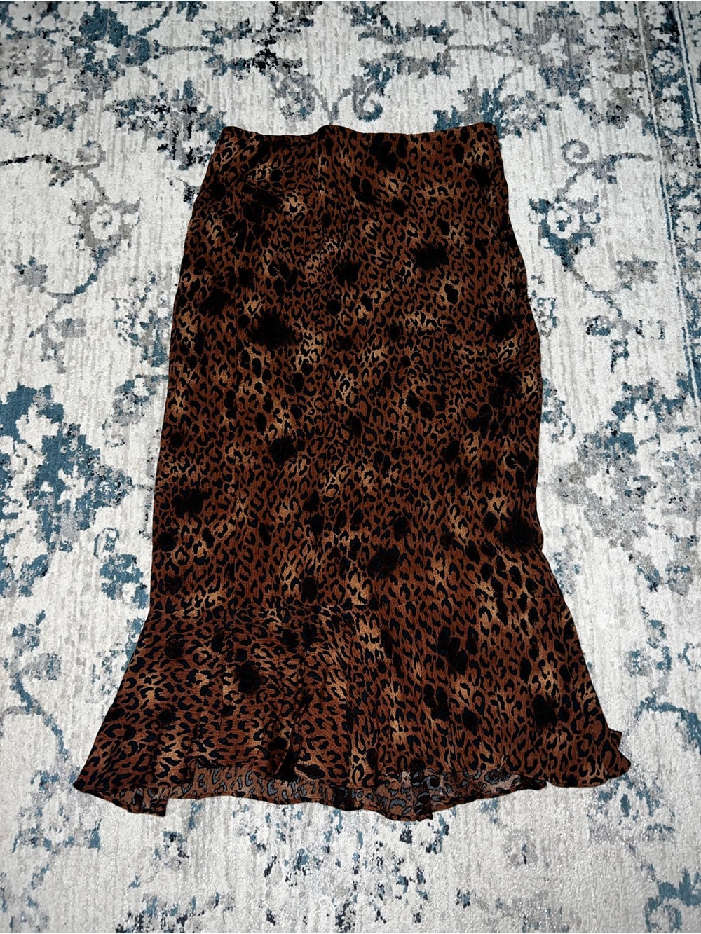 White Stag Brown Leopard Print Midi Skirt